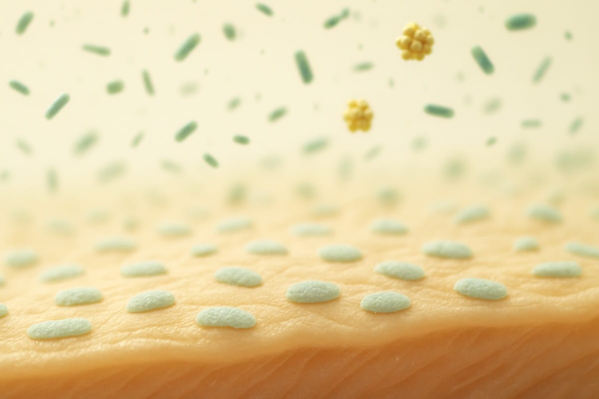 Microscopic view of skin microbiome